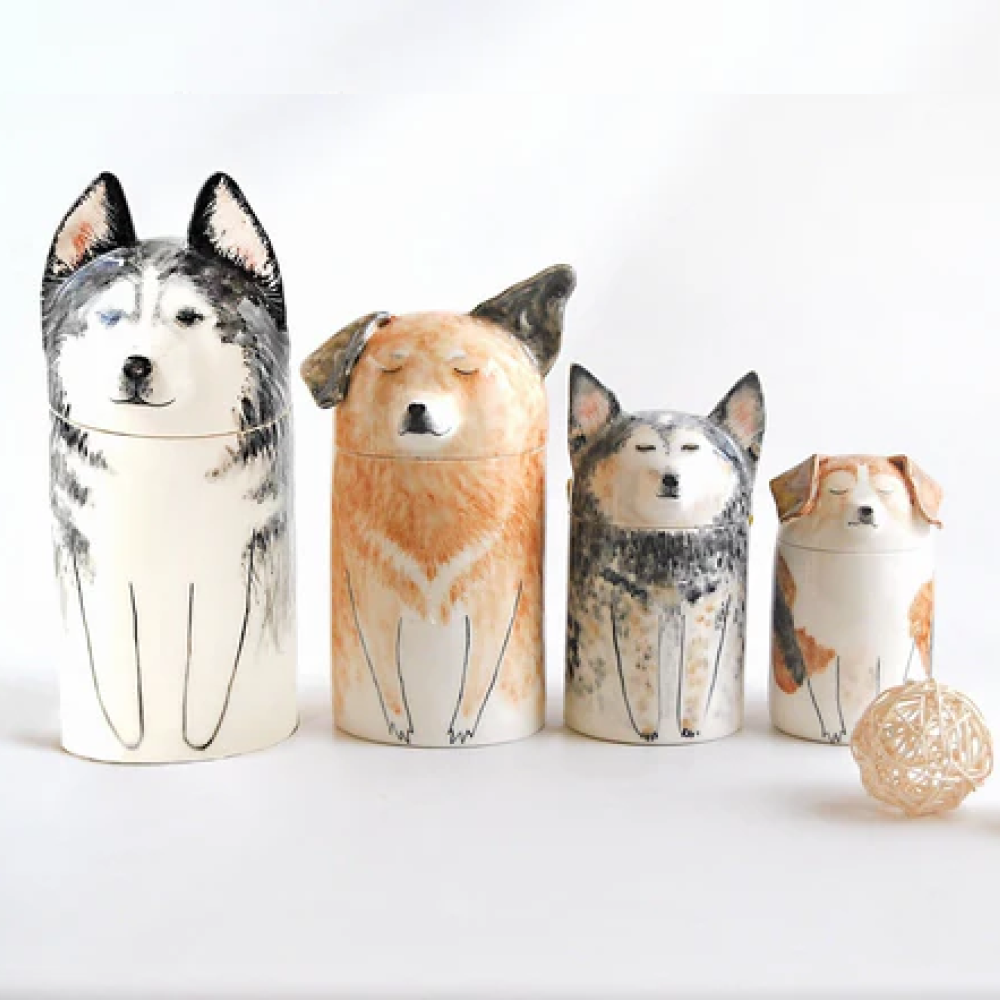 Hand-Painted Ceramic Dog Urn - Crafted in Your Dog's Likeness