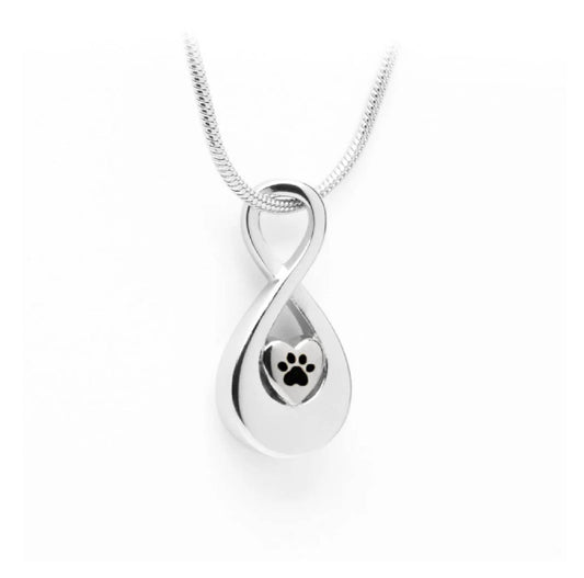 Infinity with Paw Cremation Keepsake Pendant