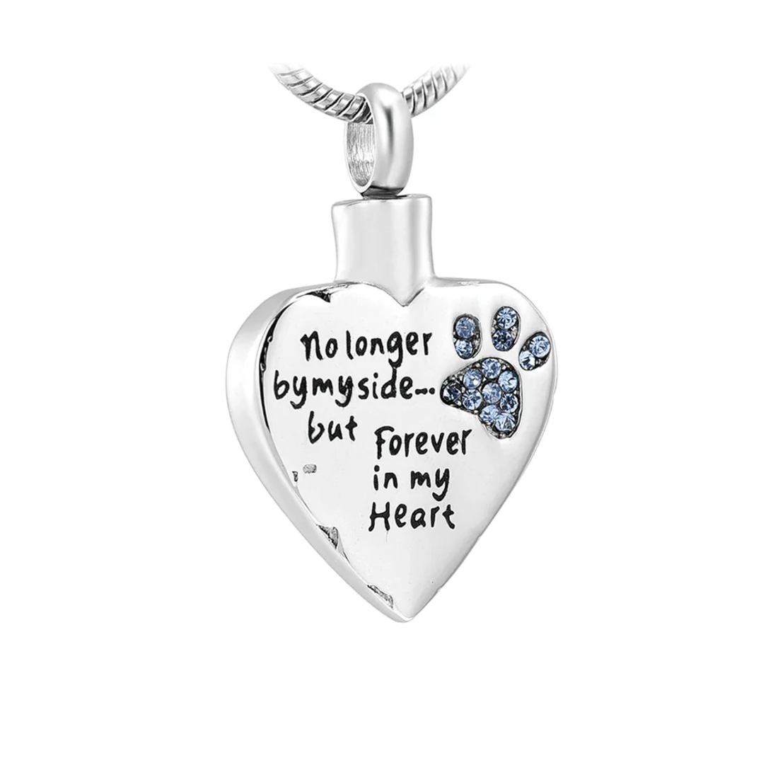 Paw Print Pendant - "No Longer By My Side" with Chain