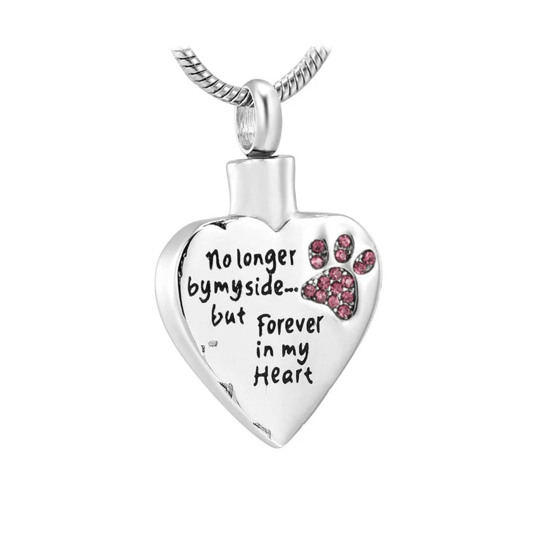 Paw Print Pendant - "No Longer By My Side" with Chain