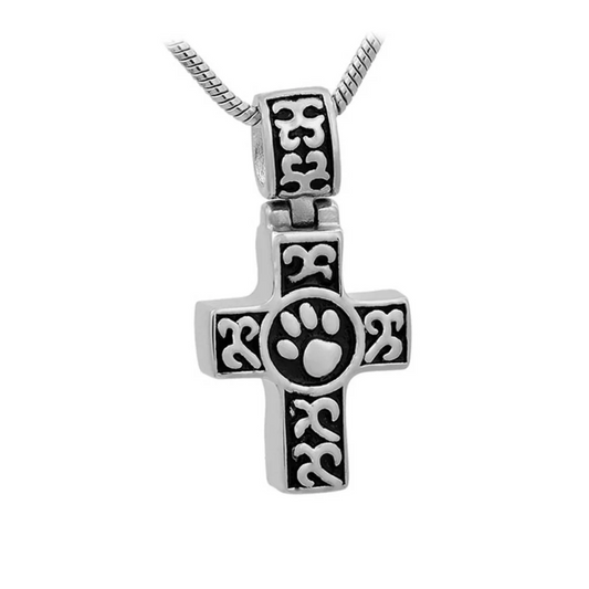 Celtic Cross Paw Print Pendant with Chain