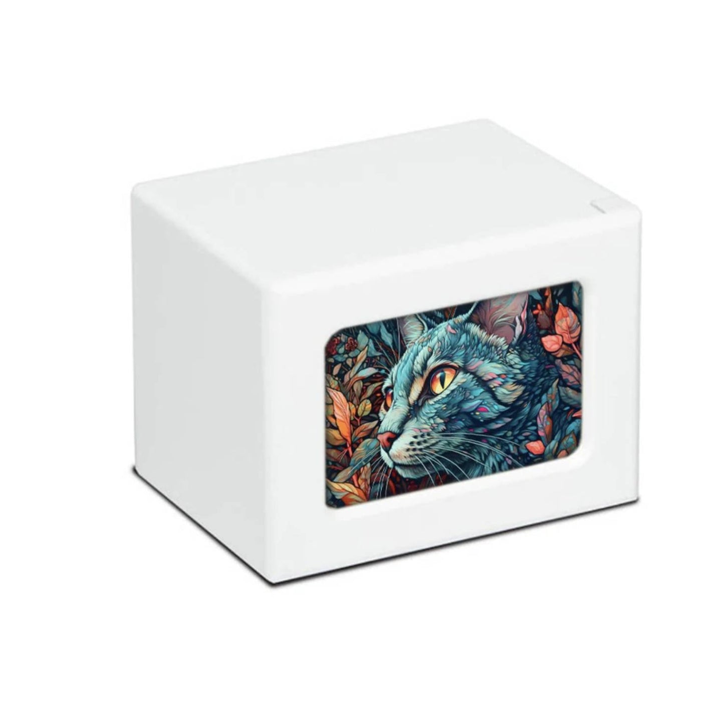 Abstract Colorful Cat Wooden Box Urn