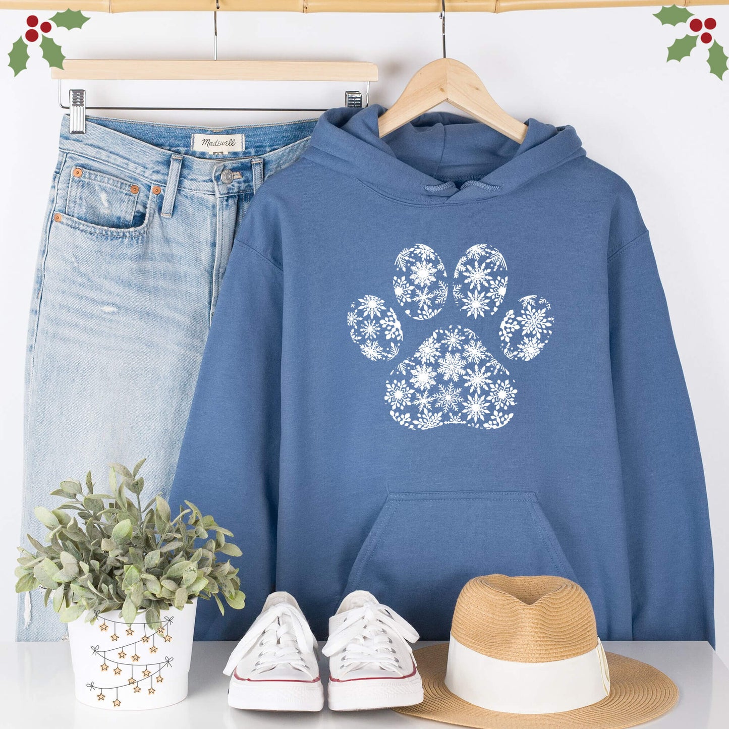 Paw with Snowflakes Hooded Sweatshirt