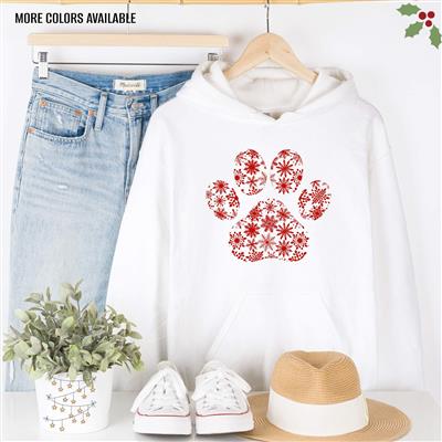 Paw with Snowflakes Hooded Sweatshirt